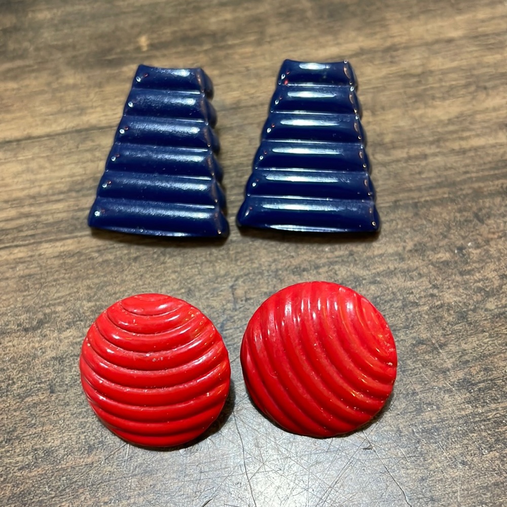 Blue & red metal earrings!